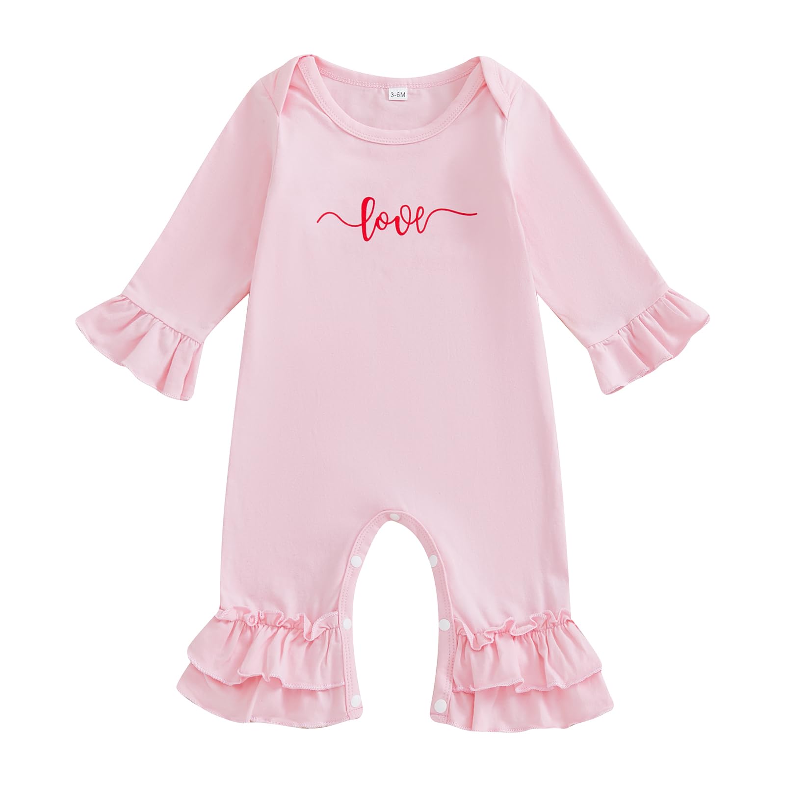 Citgeett My First Valentines Day Baby Girl Outfit Love Long Sleeve Romper Jumpsuit Valentines Onesie Newborn Spring Clothes (Val