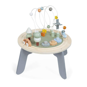 Janod J04402 Sweet Cocoon Wooden Activity Multi-Play Table Toddlers - Fine Motor Development - Non-Slip Feet - Water Painted and
