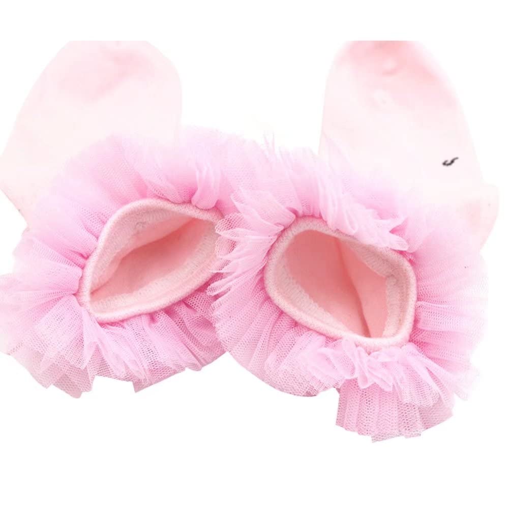 Achiyi Baby Girls Ruffle Socks Infant Toddler Bowknot Lace Tutu Socks 4 Packs White/Black/Gray/Pink/Multicolor 1T-3T (S)