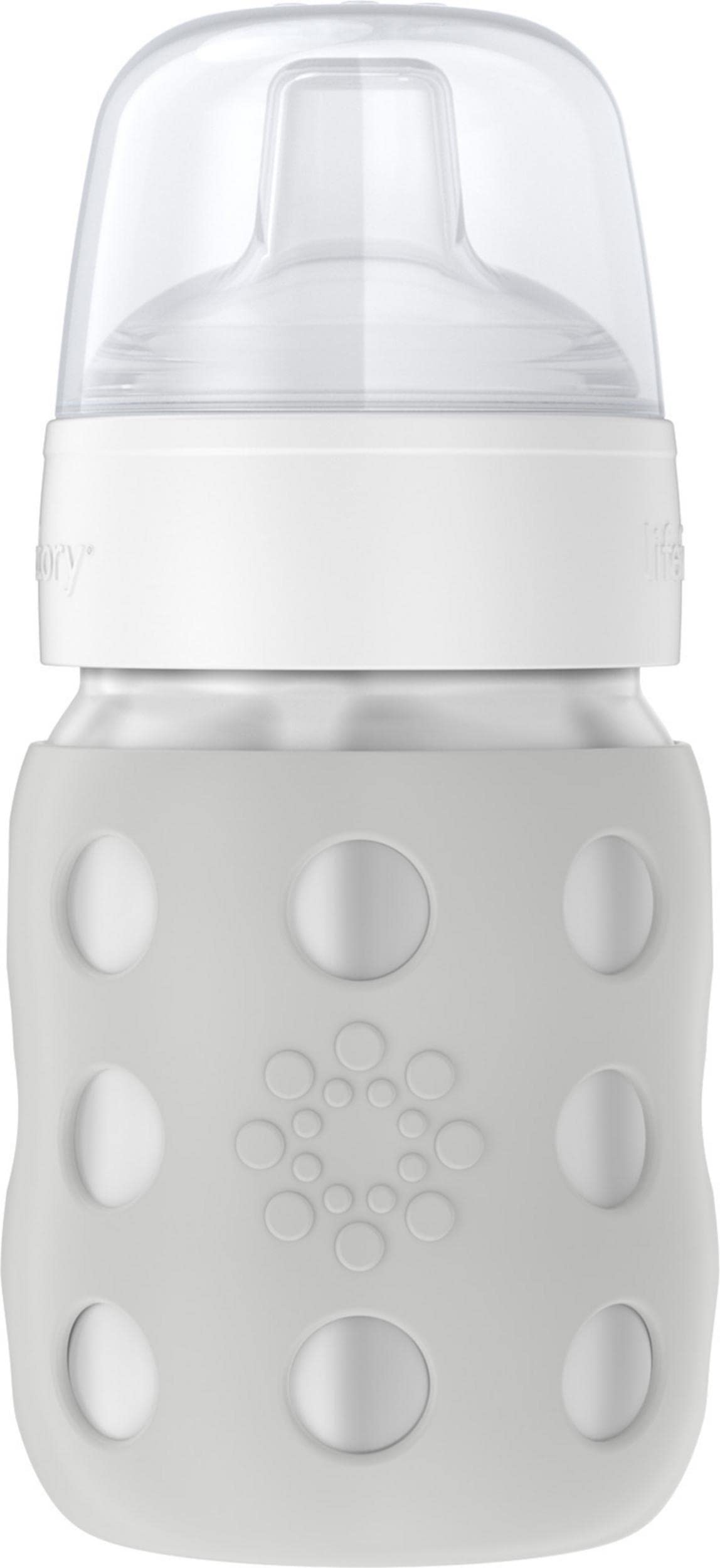 Lifefactory 8-Ounce Stainless-Steel Vacuum-Insulated Wide-Neck Baby Bottle With Sippy Nipple, Stone Gray, Ls2251Wcg4