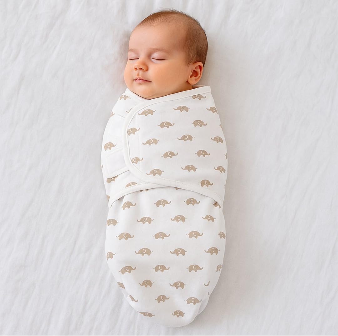 Newborn Baby Swaddle Wrap with Arm Pockets, Healthy Hip Positioner and Removable Leg Pouch, Whte