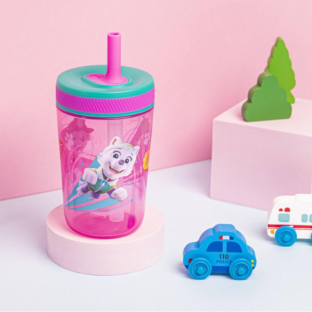 Zak Designs Kelso 15 oz Tumbler Set (Paw Patrol Skye & Everest) Leak-Proof Screw-On Lid with Straw Made of Durable Plastic and S