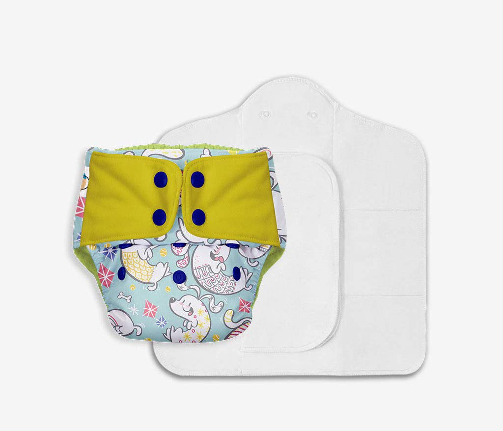 Superbottoms Uno Freesize Cloth Diaper With Extra Booster | Pack Of 2 (1 Waterproof Outer + 1 Organic Cotton Dry Feel Magic) Clo