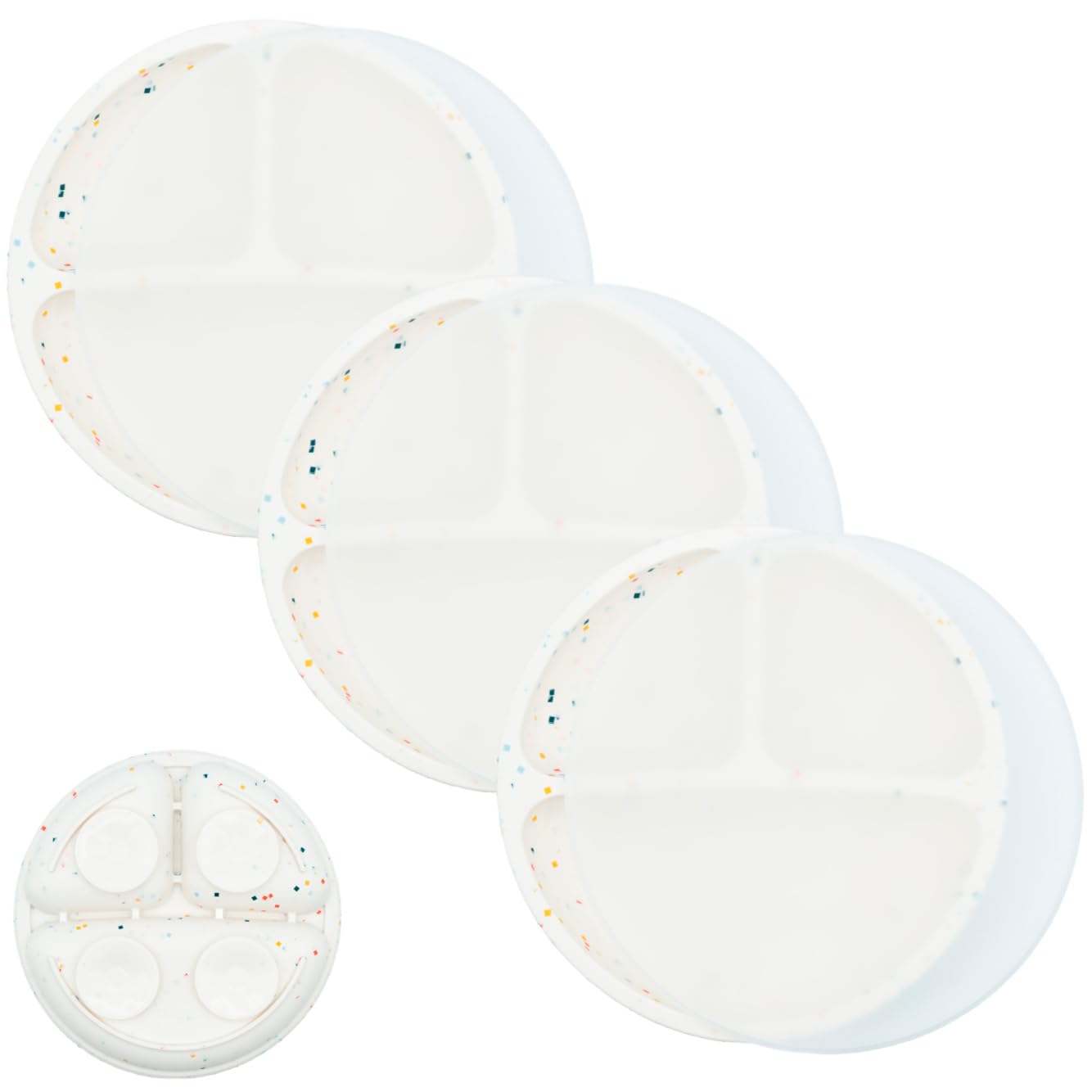 Weesprout Suction Plates For Babies With Lids & Toddlers - 100% Silicone, Dinnerware Stays Put, Divided Design For Picky Eaters,