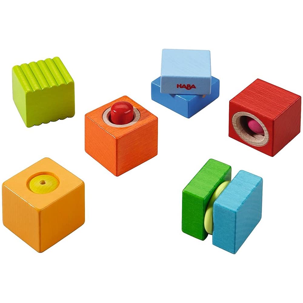 HABA Fun with Sounds Wooden Discovery Blocks with Acoustic Sounds (Made in Germany), 1-2 Years, 6 pieces