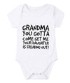 Newborn Baby Got My Mind On My Mommy Paws Funny Bodysuits Rompers Outfits Grey White 0-18M (R-Grandma You Gotta Come, 3-6M)