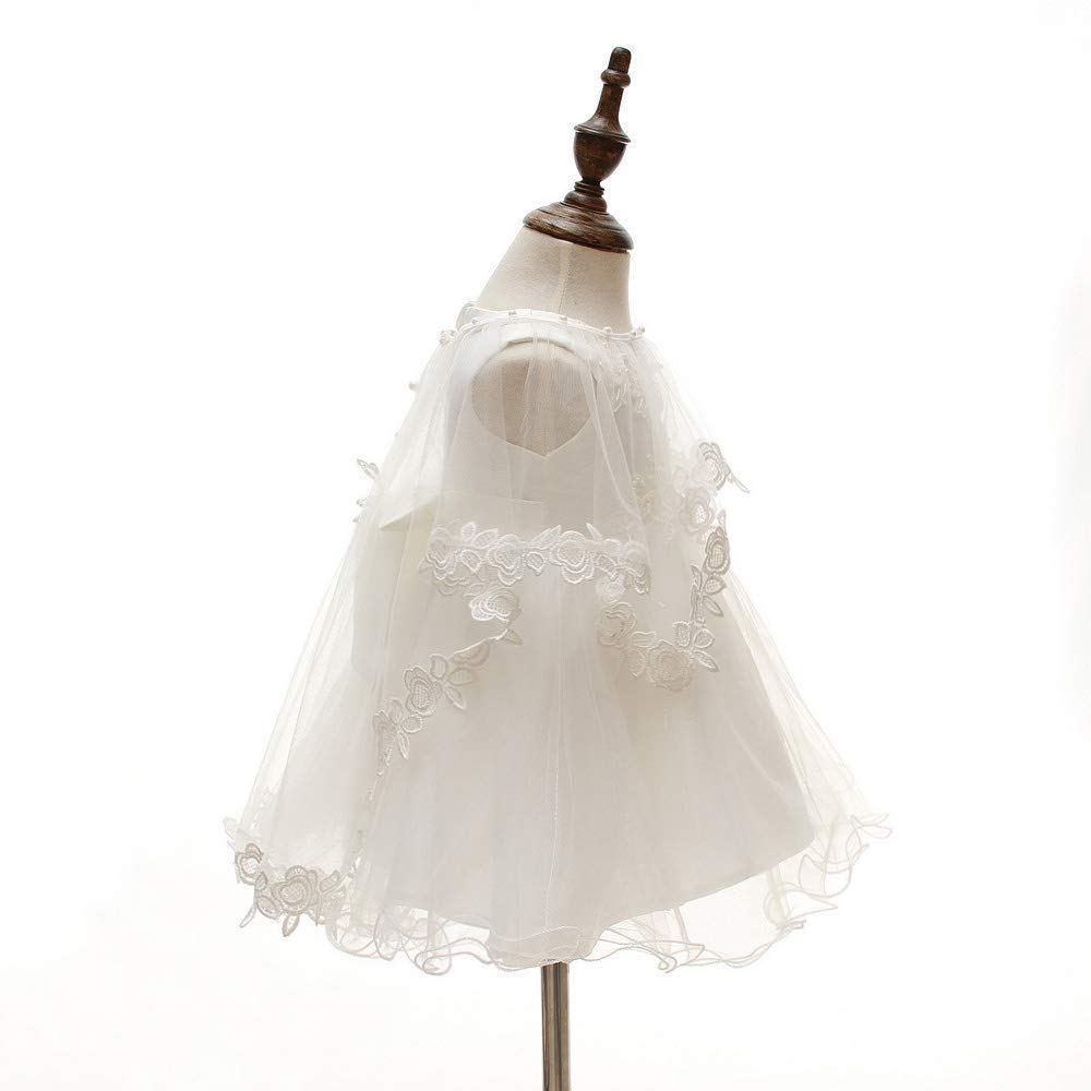 3Pcs Set Baby Girl Dress Christening Baptism Gowns Formal Dress (3 Months)