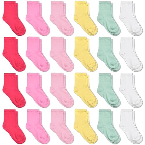 Gentaby Kids Socks,Crew Socks Newborn/Toddler For Children Boys Girls Cozy Athletic Socks, 24Pairs,4-7T