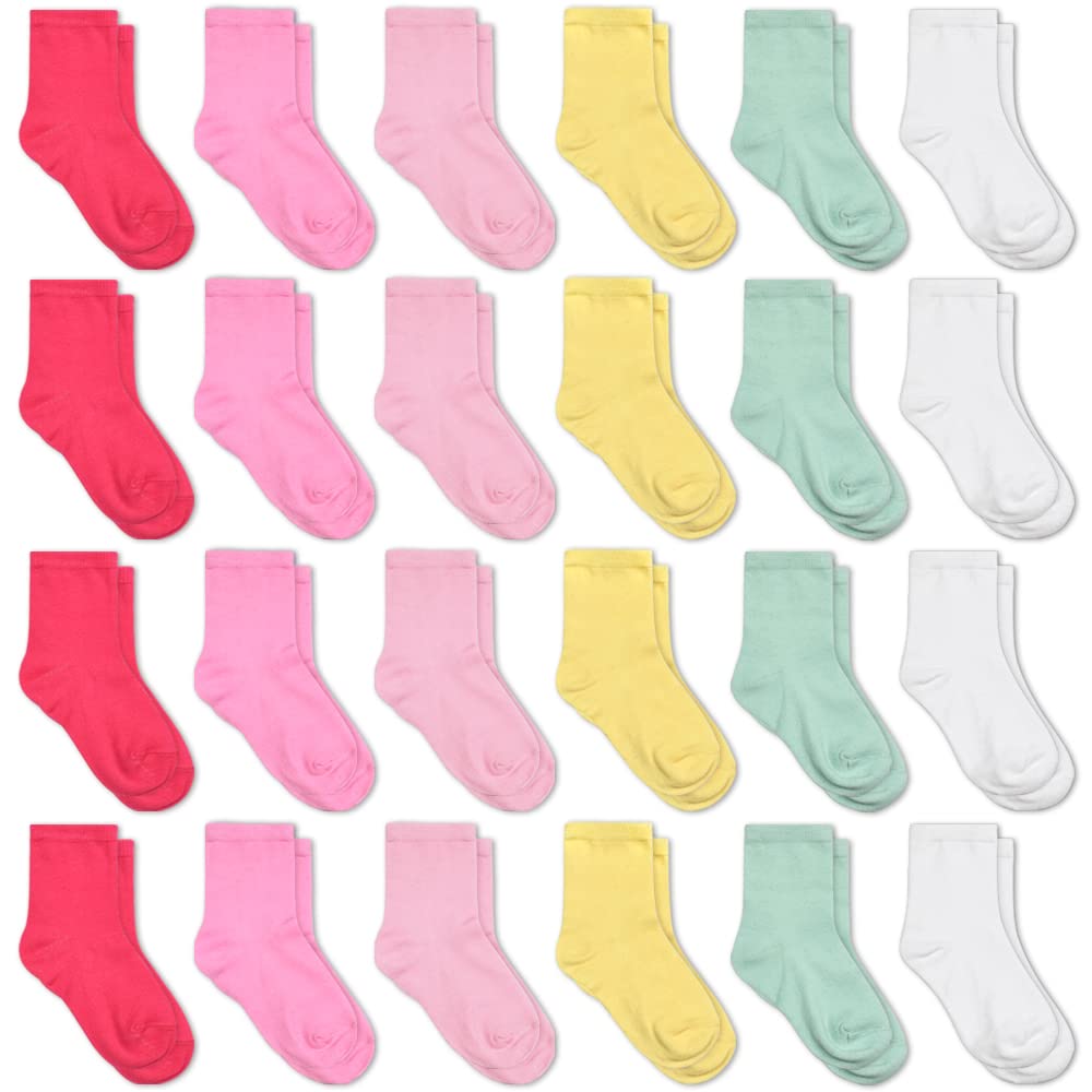 Gentaby Kids Socks,Crew Socks Newborn/Toddler For Children Boys Girls Cozy Athletic Socks, 24Pairs,7-10T