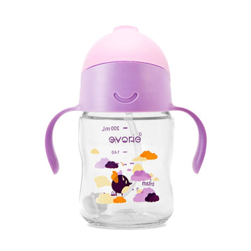 Evorie Tritan Weighted Straw Sippy Cup With Handles For Baby And Toddlers 6 Months Up, 7 Oz Soft Silicone Straw First Infant Tra