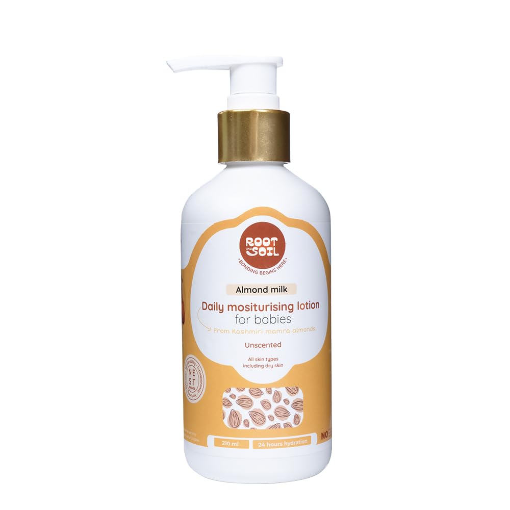 Root And Soil Almond Milk Baby Lotion | Natural & Hypoallergenic | 24-Hour Moisturization | Suitable For Dry & Sensitive Skin | 