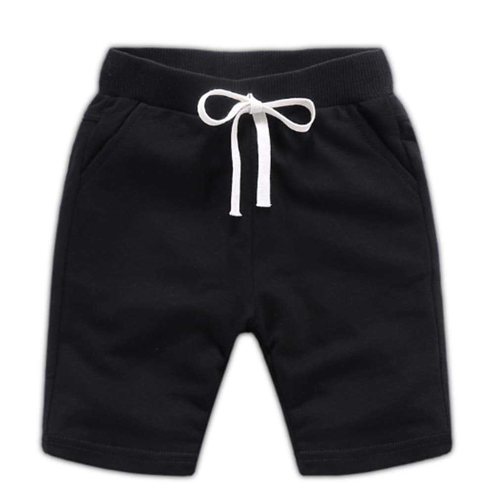 Ding Dong Baby Toddler Kid Boy Summer Solid Cotton Shorts(Black,2T)
