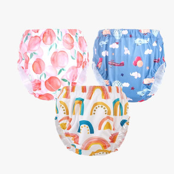 Teeny Weeny Reusable Adjustable Swim Diaper Combo  Pack Of 3 Printed Underpants For Infant Boys & Girls | L | Color 28
