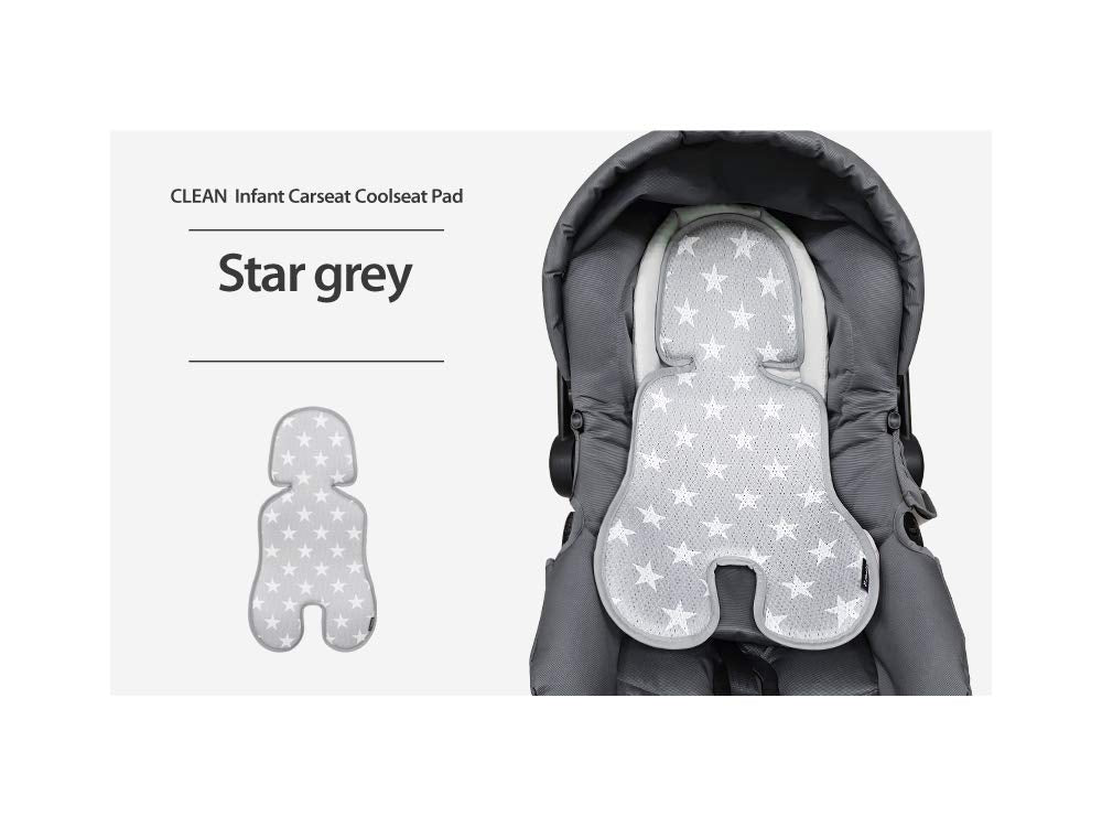 Manito Clean Infant Carseat 3D Mesh Seat Pad/Cushion/Liner (Star Grey)