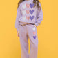 Retsugo Little Girls Outfit Purple Clothes Set Heart Print Holiday Sweatshirt And Sweatpants Toddler Girl Clothes Fall/Winter Gi