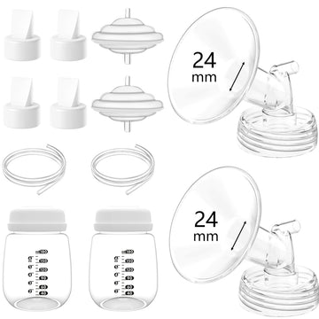 Full Breast Pump Parts With 24Mm Flange Set For Spectra S2 S1 9 Plus, Replacement Breast Accessories Include Flanges, Valves, Ba