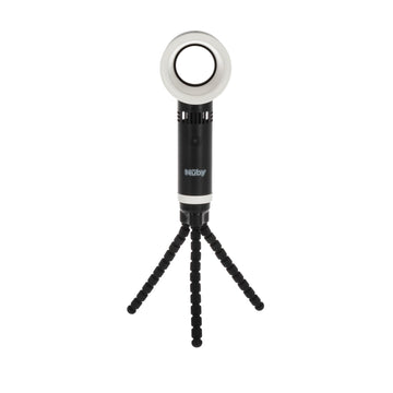 Nuby Baby Safe Bladeless Quiet Cooling Fan with Flexible Tripod Legs | 3 Cooling Modes | Rechargeable USB Cord Included | Black