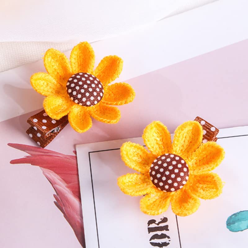 Baby Sunflower Hair Clip Pin Sunflower Barrettes Pin Baby Sunflower Alligator Clips Bbg53 (Set-A)