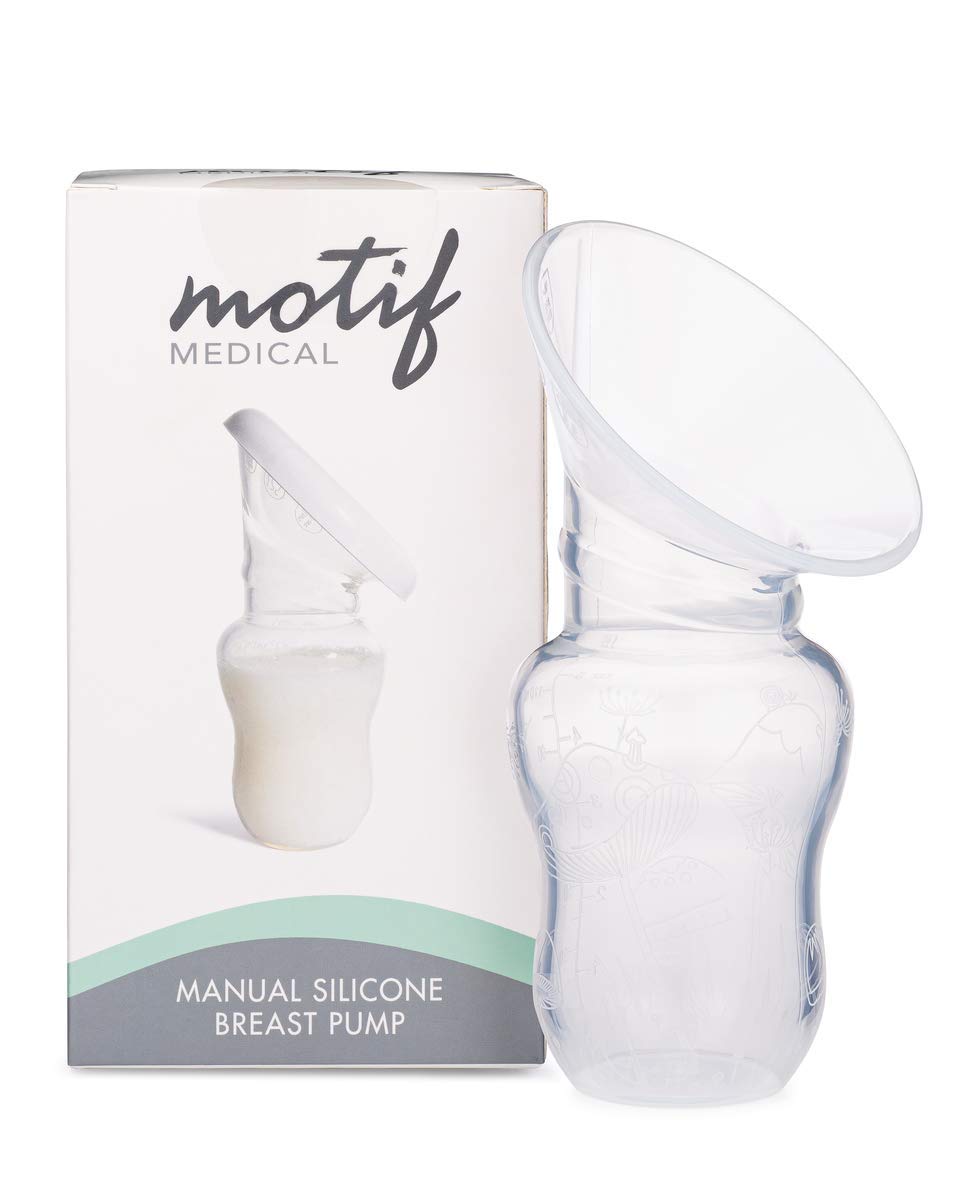 Motif Medical, Manual Silicone Breast Pump, 100% Food Grade Hand Breastmilk Pump For Breastfeeding Moms, Newborn Baby Essentials