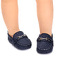 Lonsoen Infant Shoes Boys Loafers Baby Girls Crib Moccasins Classic Synthetic Leather Wedding Dress Shoes,Bay209 Deep Blue 0-6 M