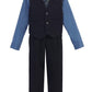Igirldress Baby Boys' And Special Occasion Pinstripe Vest Set Navy/Victoria Blue 9-12Mos