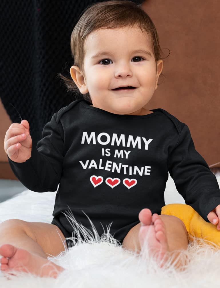 Tstars Valentines Baby Boy Girl Outfit First Valentine'S Day Clothes Mommy Is My Valentine Long Sleeve Infant Bodysuit 18M Black
