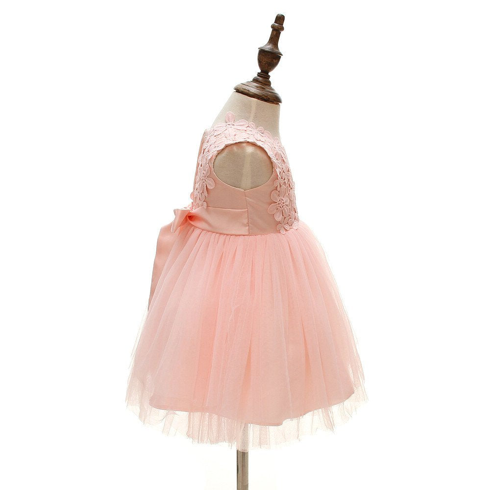 Carecheer Pink Baby Girl Christening Dress Baptism Dedication Blessing Gown Special Occasion Dresses With Floral Embroidered (Us