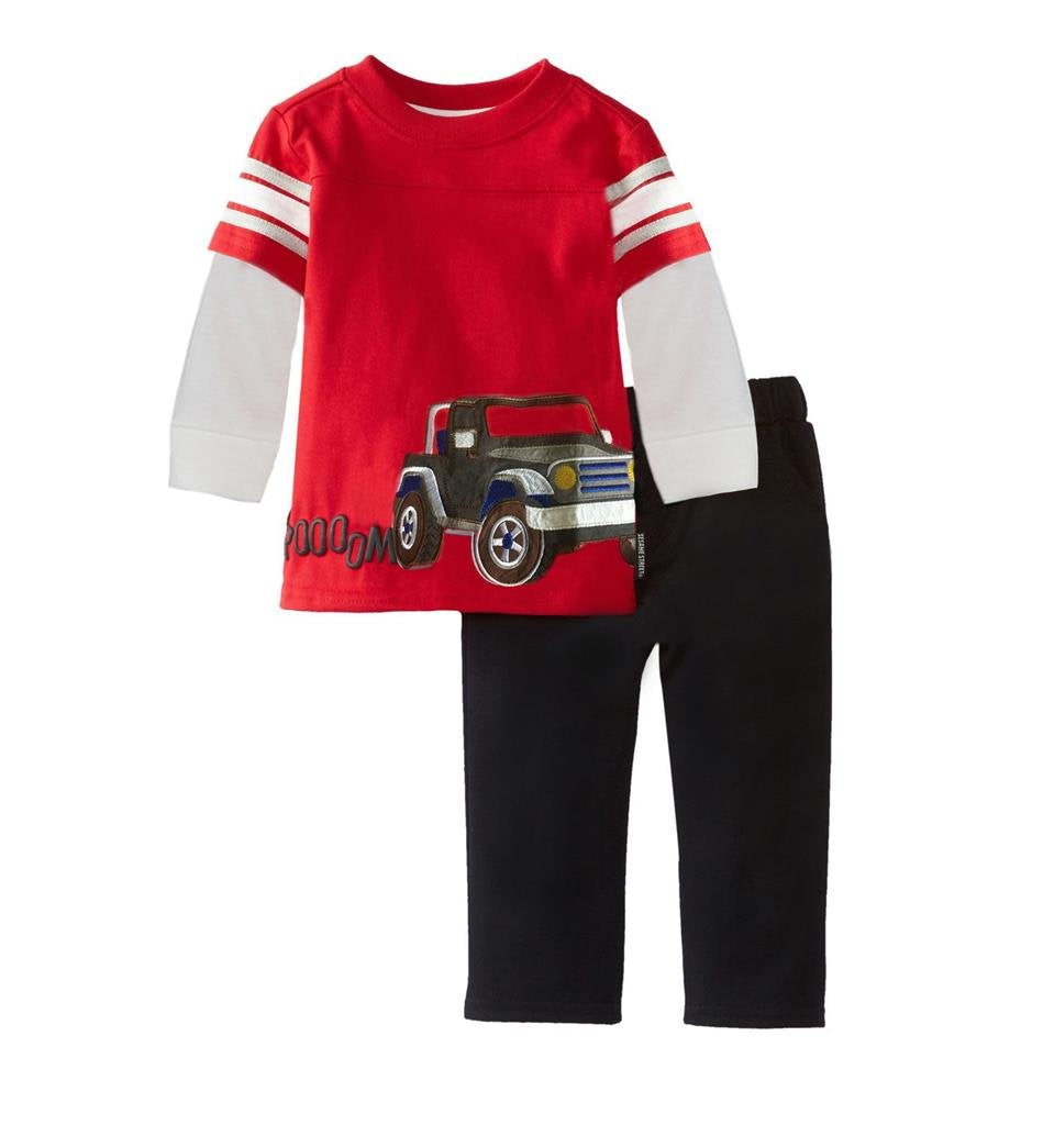 Crazy Gotend Kids Toddler Boys Cotton Trouser Top 2Pcs Sets Outfits Clothing Sets Pajamas(Car, 7-8Y) Red