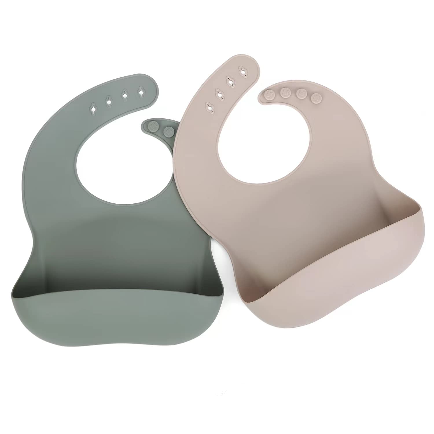Ginbear Silicone Bibs For Babies, Waterproof Adjustable Silicon Rubber Baby Feeding Bibs With Food Catcher Pocket For Toddlers 6