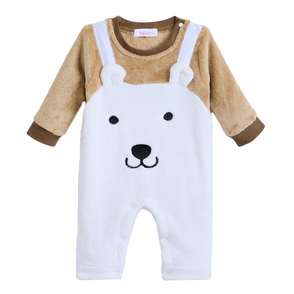 Hopscotch Boys Animal Applique FullSleeve Bodysuit In Brown Color For Age (1218 Months)
