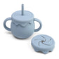Ginbear 2in1 Silicone Baby Cups with Straw and Lid for Snacks, 8.5 oz SpillProof Sippy Cups, Training Cup for Toddlers Ages (