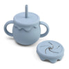 Ginbear 2in1 Silicone Baby Cups with Straw and Lid for Snacks, 8.5 oz SpillProof Sippy Cups, Training Cup for Toddlers Ages (