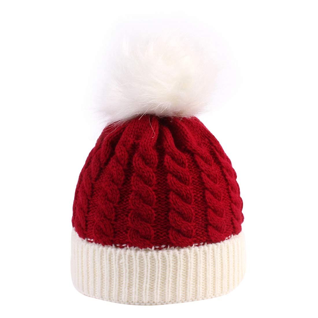 Christmas Santa Knitted Hat For Baby, Xmas Knit Hat For Children, 0 To 3 Years Old Red