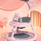 4 in 1 Folding Baby Walker, Activity Walker for Boys Girls, Learning-Seated, Toddler Walk-Behind w/Music Toys, Adjustable Height