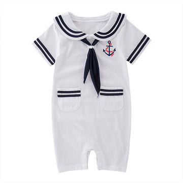 Xm Nyan May'S Baby Toddler Boys Sailor Stripe Romper Marine Navy Romper Outfit White 18-24 Months