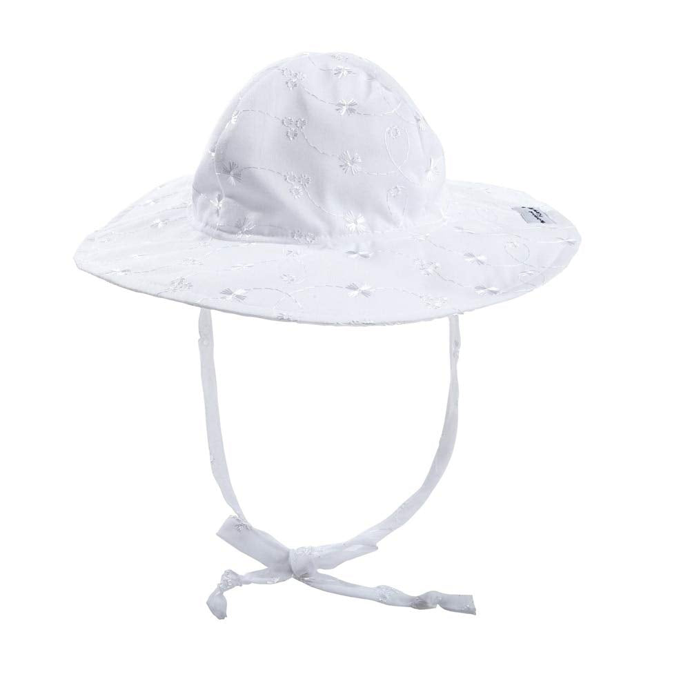 Flap Happy Baby-Girls Newborn Floppy Hat, White Eyelet, X-Small