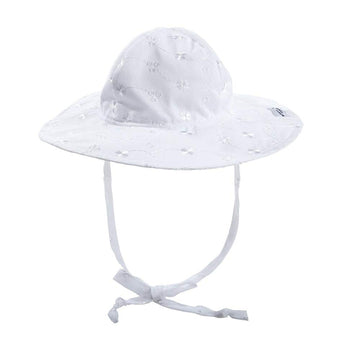 Flap Happy Baby-Girls Newborn Floppy Hat, White Eyelet, X-Small