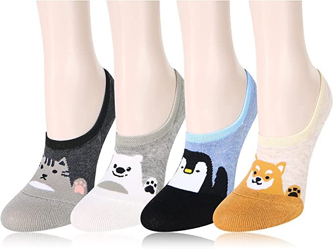 Chacko Kids Cotton Loafer Socks  Pack Of 4 (MultiColour And Cute Animal Designs) (Designs May Vary) (0613 Years)