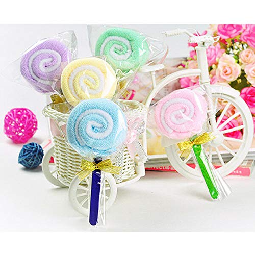 3NH 5pcs Hot New Cute Mini Lollipop Baby Washcloth Towel Gift Randomly Colorful