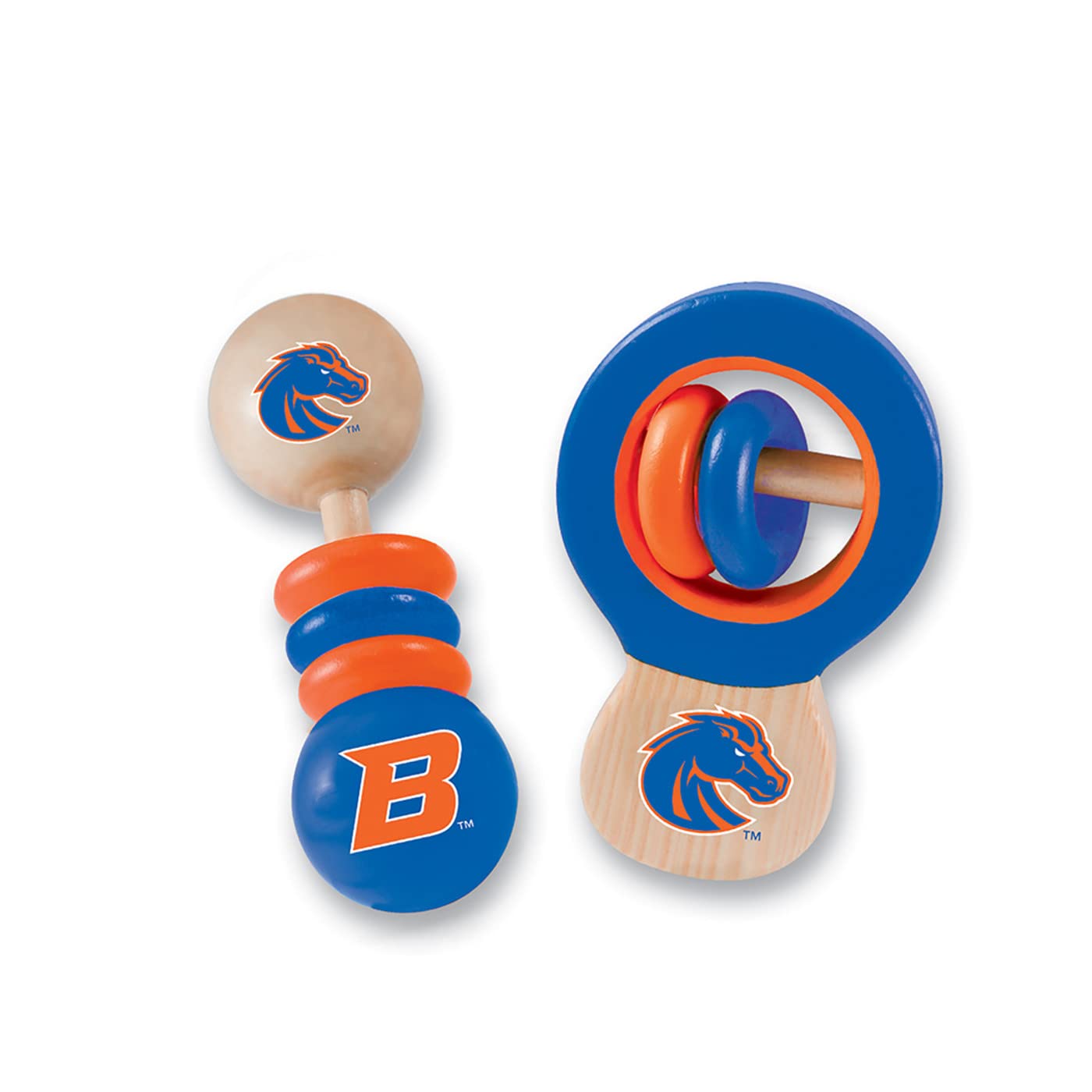 Baby Fanatic Baby Wood Rattle 2 Pack - Boise State Broncos Apparel Toy