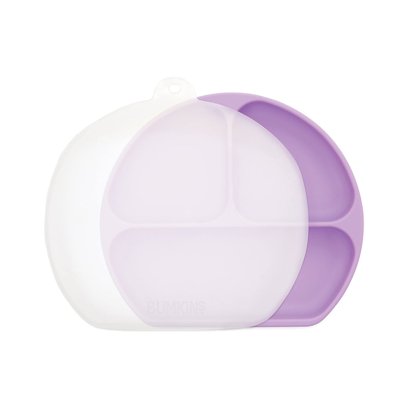 Bumkins Toddler and Baby Suction Plate, Silicone Divided Grip Dish and Lid, Babies and Kids, Baby Led Weaning, Children Feeding