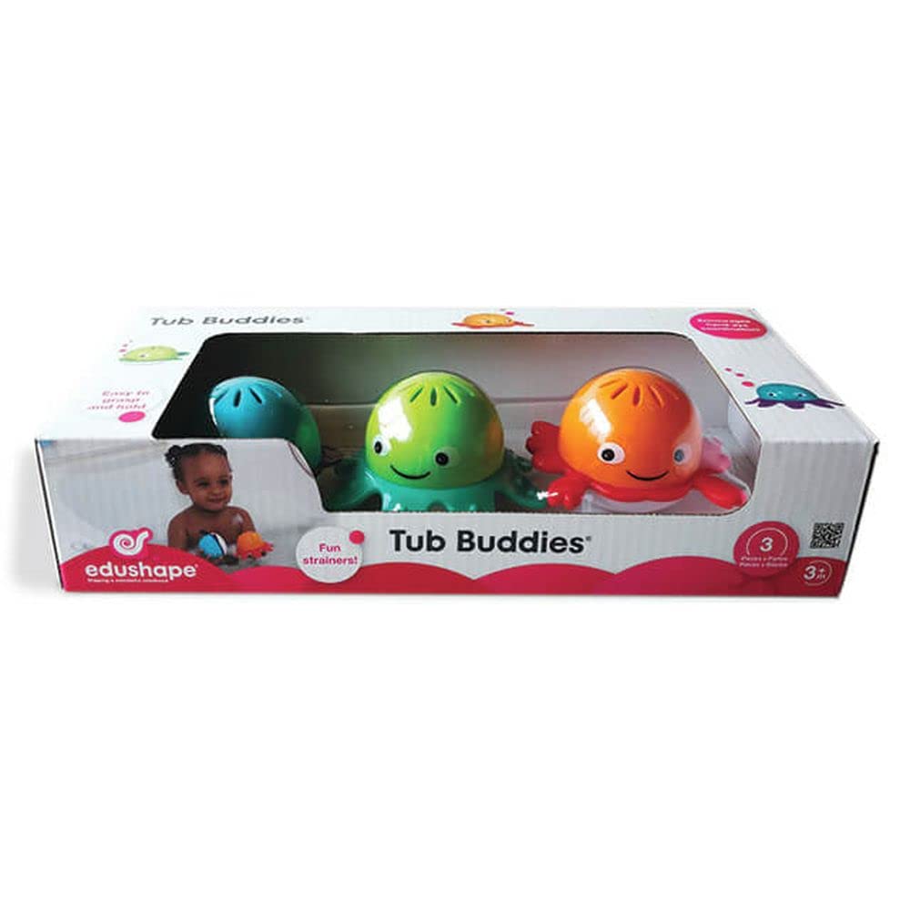 Edushape Tub Buddies, 3 Toys - Toddler Bath Toys Strainers - Early Child Development Educational Boys & Girls Water Bath Toy - B