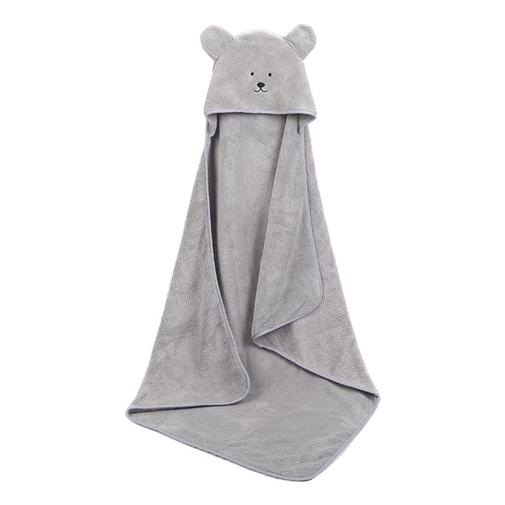 NIVAA Baby Hooded Towel Cartoon Bathrobe Gift for Unisex Girl Boy Children Grey