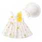 Bold N Elegant Summer Sleeveless Cotton Floral Print Princess Mini Dress Cute Frock With Hat For Infant Toddler Baby Girls (121