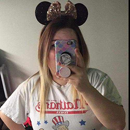 Clgift Rose Gold Minnie Ears, Iridescent Minnie Ears, Silver Gold Blue Minnie Ears, Rainbow Sparkle Mouse Ears,Classic Red Sequi