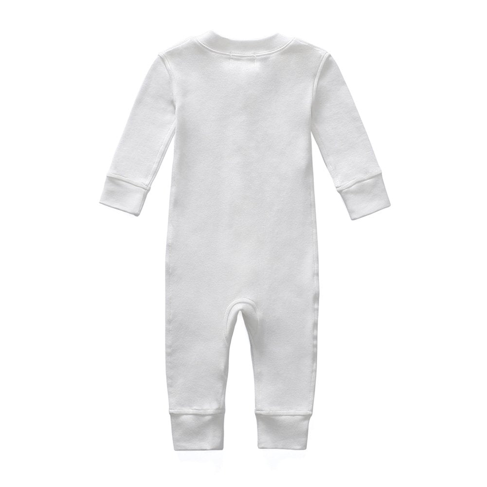Owlivia Organic Cotton Baby Boy Girl Zip Up Sleep N Play, Footless, Long Sleeve(0-3 Months, Ivory White)