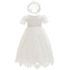 Silver Mermaid Baby Girls Baptism Christening Dress Lace Short Sleeve Wedding Dresses Gown & Bonnet (24M,Ivory White)