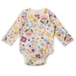 My Milestones Baby Girls 100% Cotton Round Neck Full Sleeves Bodysuit With Floral Print, Soft Crew Neck Body Suit With Bottom Po