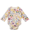 My Milestones Baby Girls 100% Cotton Round Neck Full Sleeves Bodysuit With Floral Print, Soft Crew Neck Body Suit With Bottom Po