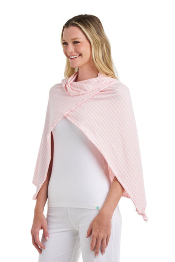 Coolibar Women's Savannah Sun Blanket - UPF 50+ Sun Protection - Coco Plum in Soft Pink/White Stripe